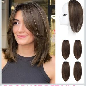 REECHO Clip in Hair extensions , 2PCS 12 inch Short Thick,
Chocolate brown